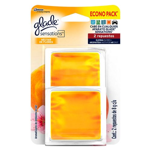 Aromatizante Glade en Gel Sensations Néctar de Flores 2 Repuestos