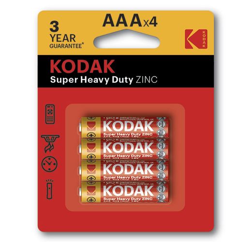 Batería de Carbón Kodak Zinc Super Heavy Duty AAA 4 Baterías