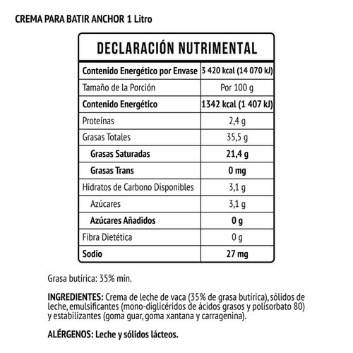 Crema Anchor Para Batir 1L