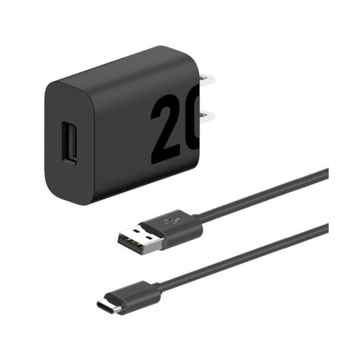 Cargador de Pared Motorola Turbo Power USB-A con Cable Tipo C Negro 20W