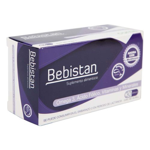 Suplemento alimenticio con vitaminas, minerales, ácido fólico y omega 3.