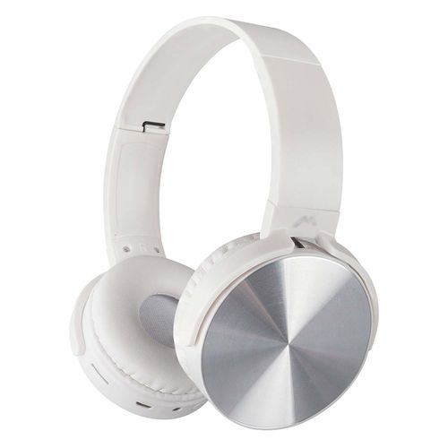 Audífonos Mitzu Inalámbricos Diadema Bluetooth Acabados Metálicos Blanco MH-8097WH