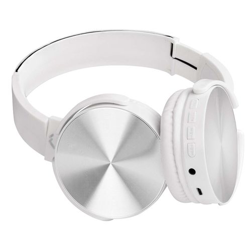Audífonos Mitzu Inalámbricos Diadema Bluetooth Acabados Metálicos Blanco MH-8097WH