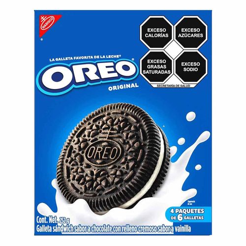 Galletas Oreo de Chocolate Relleno sabor Vainilla 252g