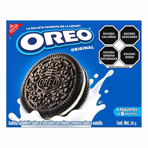 Galletas Oreo de Chocolate Relleno sabor Vainilla 252g