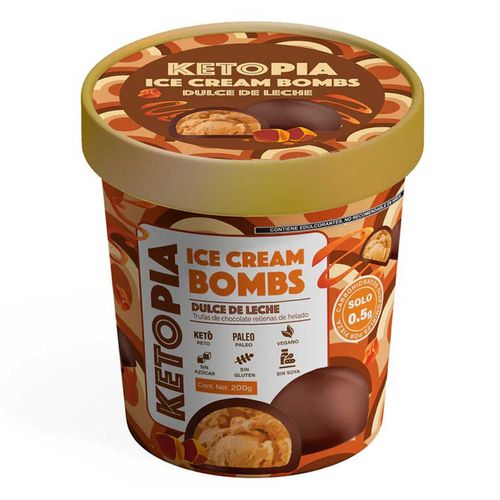 Helado Bombs sabor Dulce de Leche Ketopia 200g