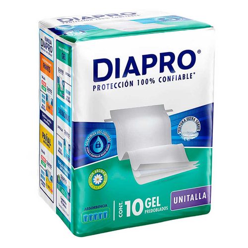 Pañales Diapro Predoblados Gel con 10 Piezas