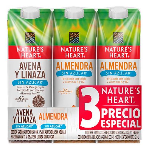 Bebida Nature´S Heart Avena y Linaza y Almendra 3 Piezas