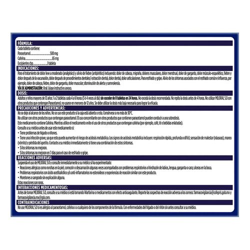 Tabletas Mejoral Forte 5.0 500/65mg 48 Unidades