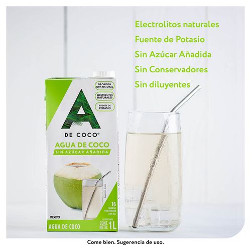 Agua de Coco 100% Natural A de Coco 1L