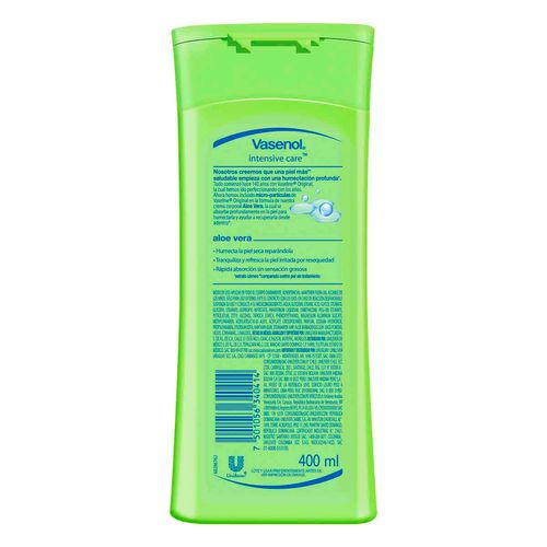 Crema Corporal Vasenol Cuidado Intensivo Aloe Vera 400ml