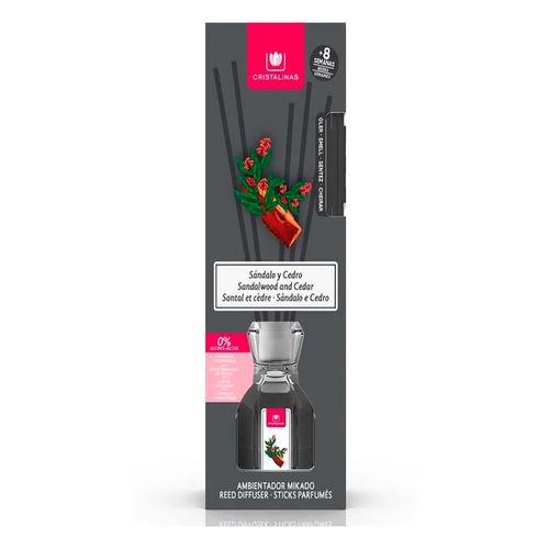 Aromatizante Cristalinas Varitas Sándalo y Cedro 40ml