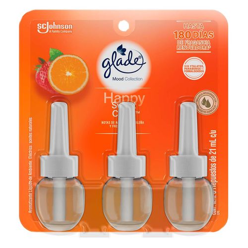 Aromatizante Glade Edición Mood Collection Aceites Naturales +3 Repuestos Happy Sweet Citrus 21ml c/u