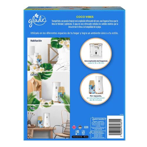 Aromatizante de Ambiente Glade Aparato Automático Notas de Coco Brisas de Mar y Naranja 270ml