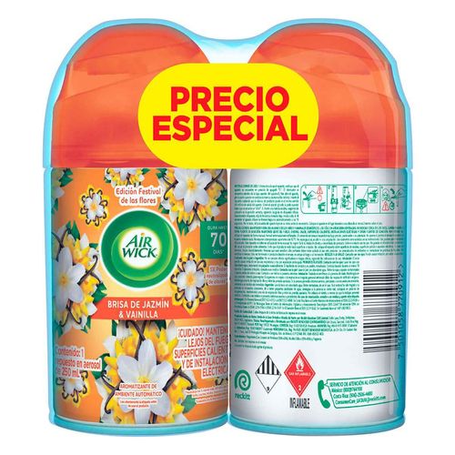Aromatizante Freshmatic Air Wick Jazmín & Vainilla 2 Pack de 250ml c/u