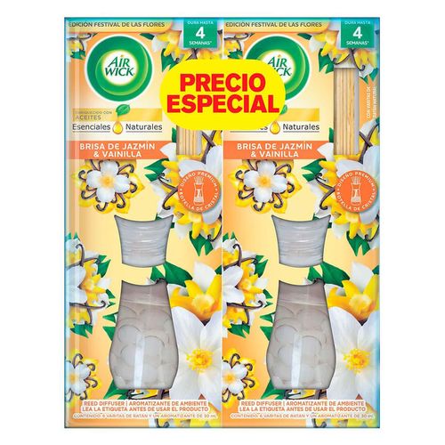 Aromatizante Reeds Diffuser Air Wick Jazmín & Vainilla 2 Pack de 30ml c/u