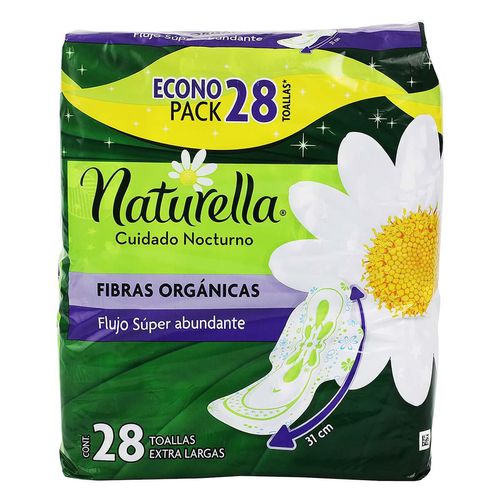 Toalla Femenina Naturella Cuidado Nocturna con 28 Piezas