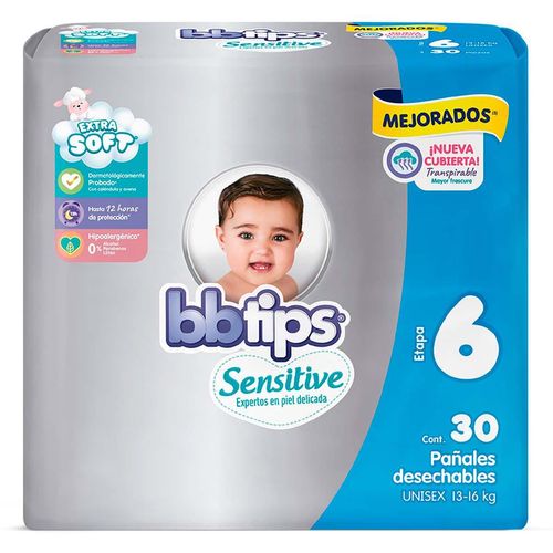 Pañal Bbtips Sensitive Unisex E6 Unisex 30 Piezas