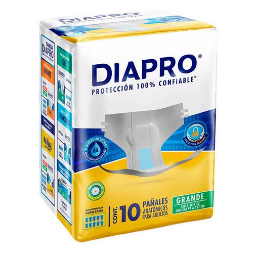 Pañales para Incontinencia Diapro Anatómicos Talla Grande 10 Pañales