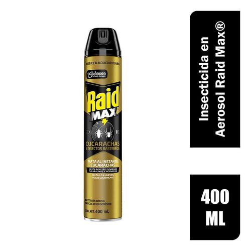 Insecticida en Aerosol Raid Max Mata Cucarachas e Insectos Rastreros 400ml
