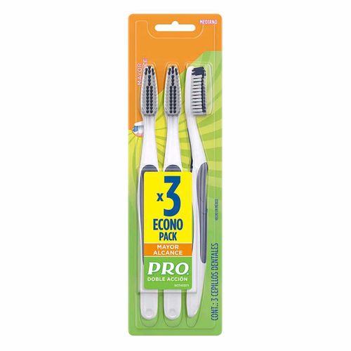 Cepillo Dental Pro Doble Acción Mayor Alcance 3 Unidades