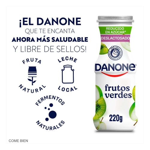 Yoghurt Deslactosado Reducido en Azúcar Danone Frutos Verdes 220g