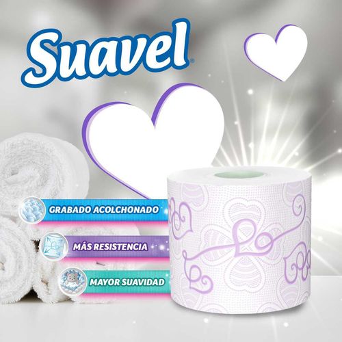 Papel Higiénico Suavel Jumbo 550 Hojas Dobles 12 Rollos