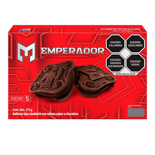Galleta Gamesa Emperador Chocolate 273g contiene 5 paketines