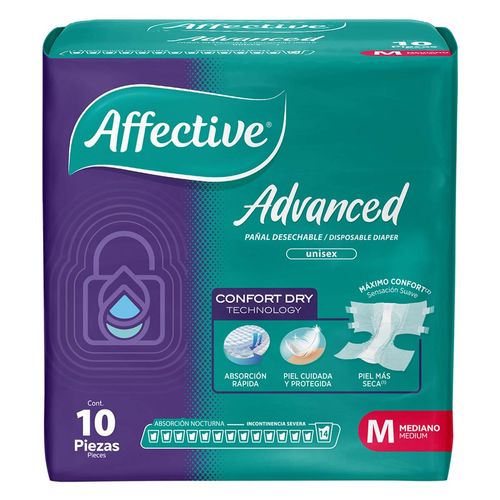 Pañales para Incontinencia Affective Advanced Unisex Talla Mediana 10 Pañales
