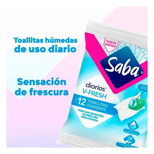 Toallitas Húmedas Saba V-Fresh 12 Piezas