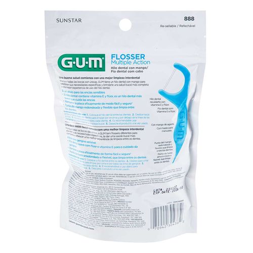Mango con Hilo Dental GUM Flossers Múltiple Acción 90 Piezas