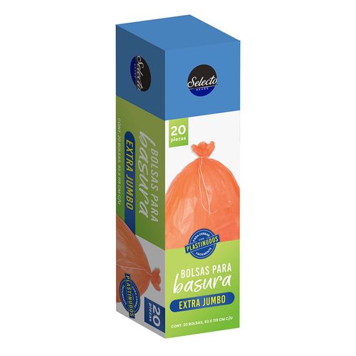 Bolsas para Basura Selecto Brand Extra Jumbo con Plastinudo 20 Bolsas