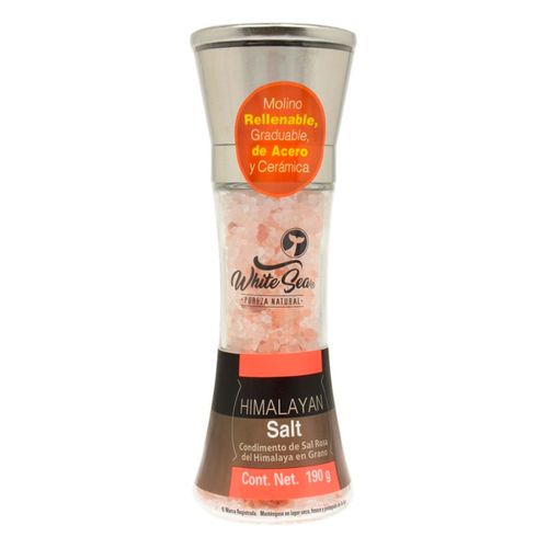 Sal Rosa del Himalaya White Sea en Molino de Vidrio Acero 190g