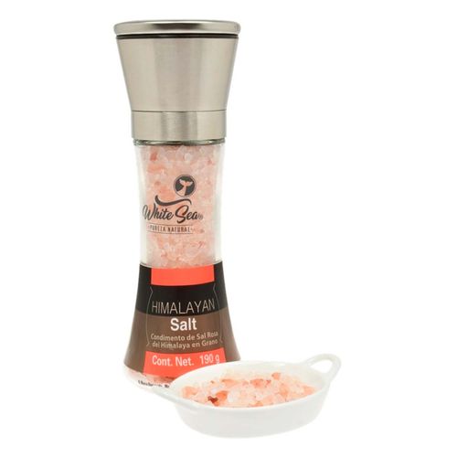 Sal Rosa del Himalaya White Sea en Molino de Vidrio Acero 190g