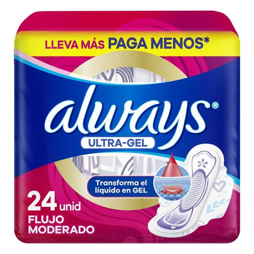 Toallas Femeninas Always Ultrafina Día Seca Con Alas 24 Toallas