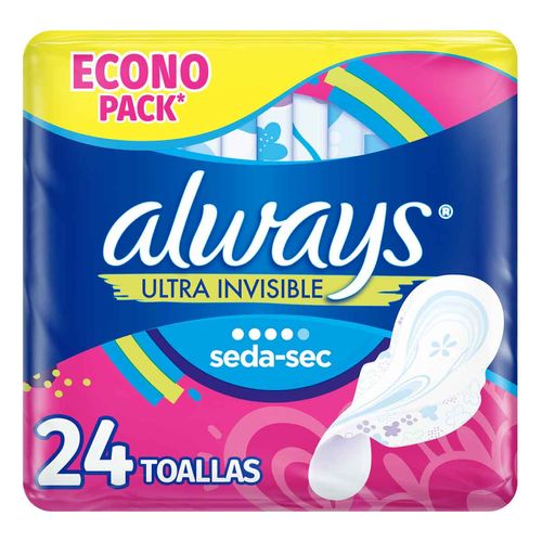 Toallas Femeninas Always Ultrafina Día Seca Con Alas 24 Toallas