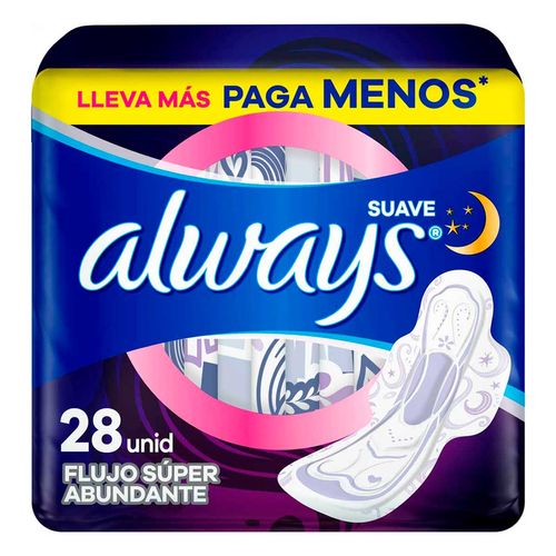 Toallas Femeninas Always Nocturna Suave Extra Largas 28 Toallas