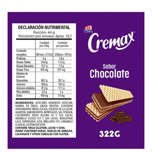 Galletas Gamesa Cremax Chocolate 7 paketines x 322g