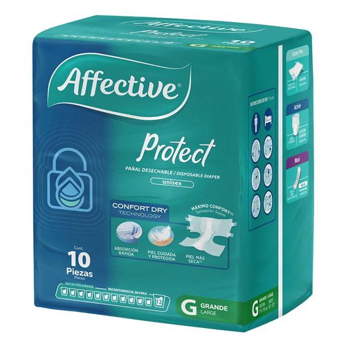 Pañales para Incontinencia Affective Protect Talla Grande 10 Pañales