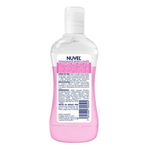 Desmaquillante Bifásico Nuvel Oil Free 125ml