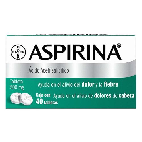 Aspirina Dolor de Cabeza y  Fiebre 40 Tabletas 500mg