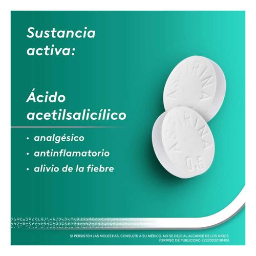 Aspirina Dolor de Cabeza y  Fiebre 40 Tabletas 500mg