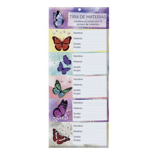 Etiqueta de Materias Dipak Mariposas C010
