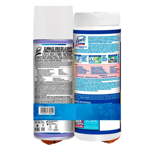 Toallitas Desinfectantes Lysol Citrus 35 Piezas + Aerosol Desinfectante 354g + Osito