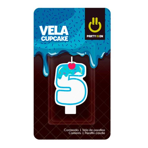 Vela Numérica Cupcake Azul 5
