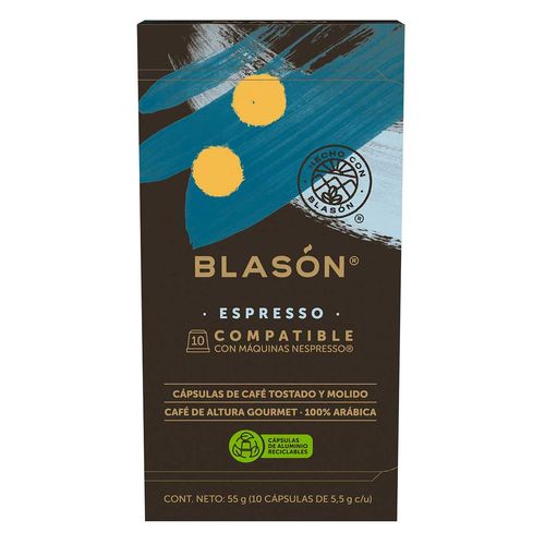 Cápsulas De Café Blasón Espresso 10 Piezas