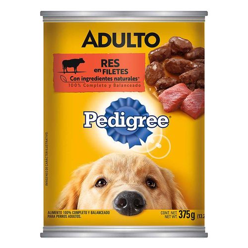 Alimento Húmedo Lata Pedigree Molida Res 375g