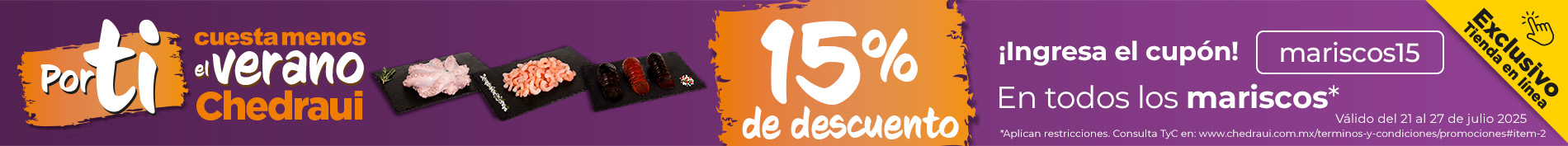 Cupón de descuento en todos los mariscos​