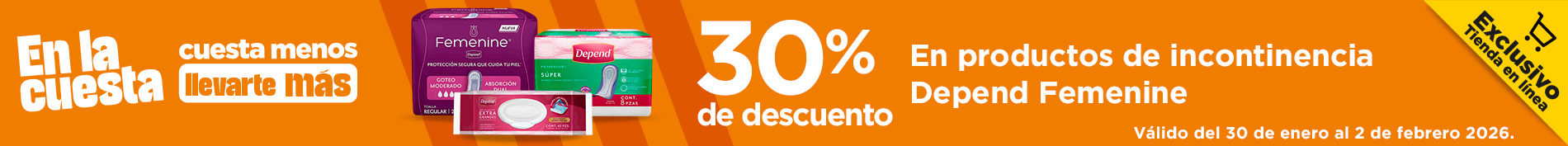 30% de descuento en productos de incontinencia Depend Femenine​