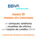 Hasta 19 meses sin intereses en cómputo, telefonía y muebles de oficina con tarjeta de crédito BBVA
